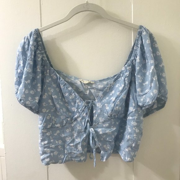 Pacsun LA Hearts Double Tie Woven Short Sleeve Top - Picture 6 of 9